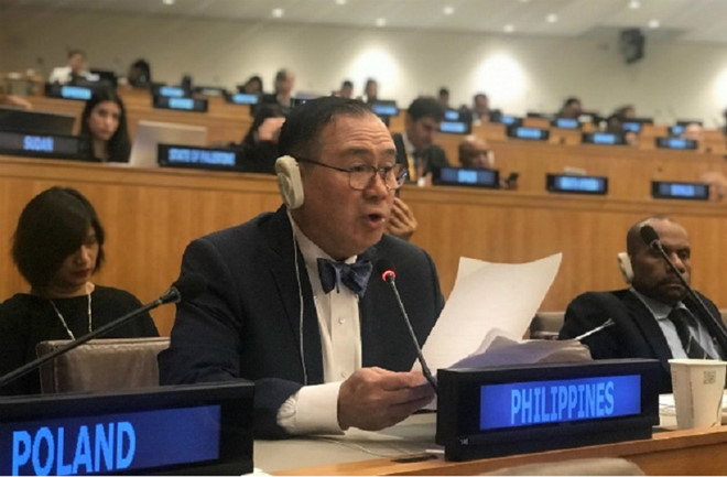 Ngoại trưởng Philippines Teodoro Locsin phát biểu tại Liên Hiệp Quốc ngày 17.6. 2019 Chụp màn hình The Rappler