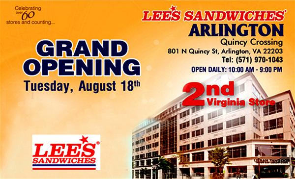 Lee's Sandwiches khai trương Tiệm Thứ Hai tại Arlington-Virginia